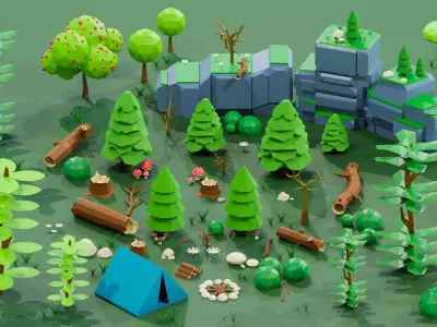 Small Natural Low Poly Pack Low-poly 3D model