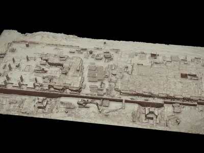 construction-site terrain builduing photogrammetry Low-poly 3D model