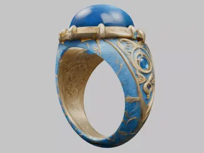 Fantasy Medieval Blue Ring Low-poly 3D model