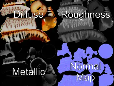 Elegant Dessert Dish with Shell Plate Model Pack Low-poly 3D model