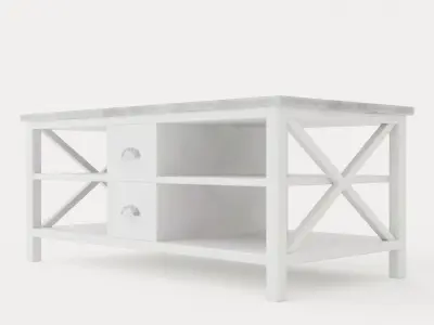 Mikael Coffee Table 120 Cm With Drawers Gray White Low-poly 3D model