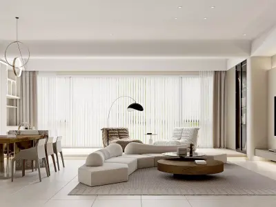 Modern living room dining room interior scenes 558 3D model
