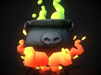 stylized magic pot  Low-poly 3D model