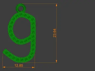 Diamond Lower Case G Pendant Gold Silver Platinum Luxury Jewelry 3D print model