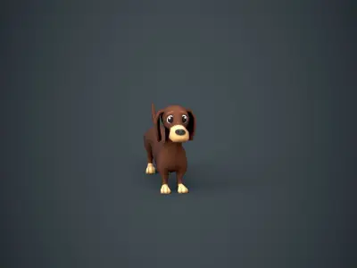 Dachshund Dog Stylized Low-poly 3D model