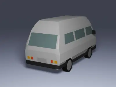 Low-Poly VW Transporter T3 Bus 3D model Low-poly 3D model