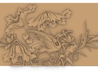 Crane And Lotus 3D print model