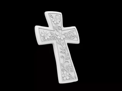 Cross with Floral Details 3D Print Model 3D print model