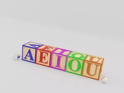 Kids Letter Blocks - Vowel Letters  3D model