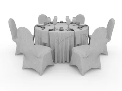 Banquet Table and Chair 46 3D model