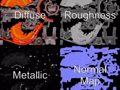 Futuristic Engine Core model pack with glowing elements Low-poly 3D model