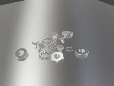 Nut-Bolt group of gears 3D model