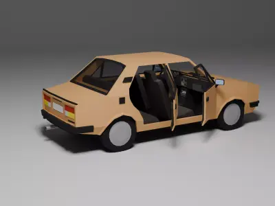 Low Poly 1980s Compact Sedan 3D Model Car09 Low-poly 3D model