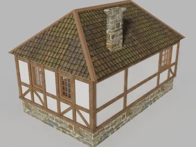 Medieval house Free low-poly 3D model 3
