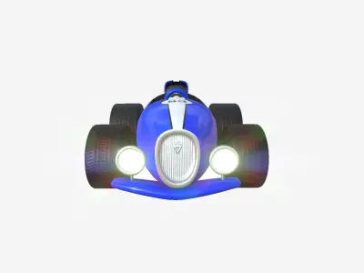 Cartoon Kart B02 Blue - Vehicle Racing Design Low-poly 3D model