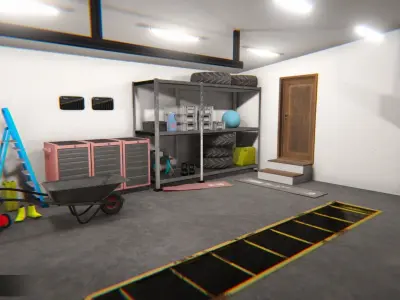 Garage - interior and props Low-poly 3D model