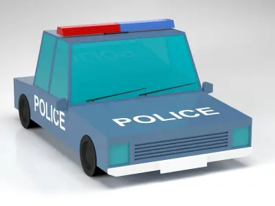 Police Car Low-Poly 3D Model Free low-poly 3D model