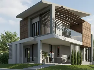 Small Modern Villa and  Luxury Bungalow Low-poly 3D model