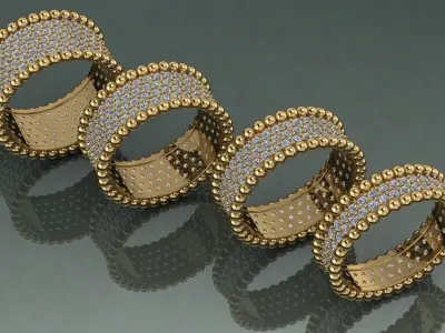 ball and  stone ring van clef 3D print model