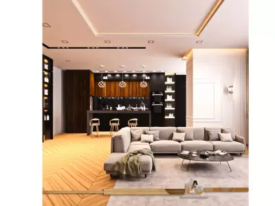 Living Room and Kitchen Scene for 3dsmax and Vray Renderer  3D m 3D model
