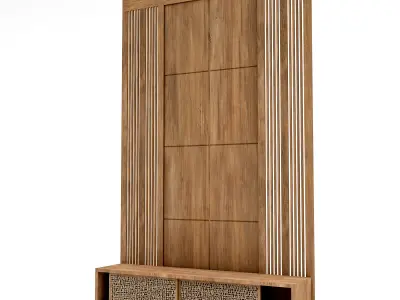 modern tv unit and wall decor Low-poly 3D model