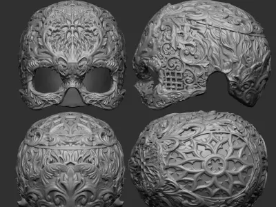 Skull helmet 3D print model