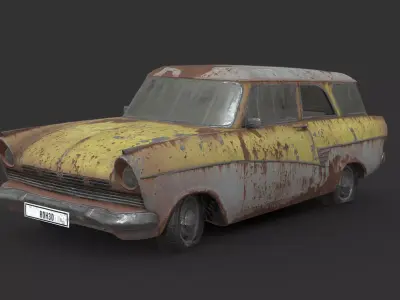 Abandoned Car - Ford Taunus Classic Low-poly 3D model