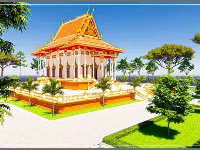Khmer Pagoda Realistic Rendering And Modeling 3D model