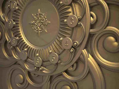 Carved clock for 3D printing and CNC 3D print model 10