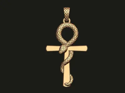 ANKH PENDANT WITH A SNAKE Printable Model 3D print model
