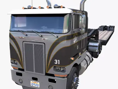Peterbilt 362 Lowboy trailer Low-poly 3D model