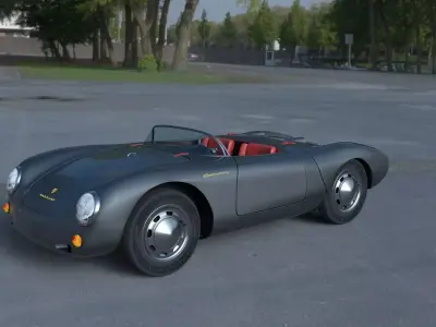 Porsche 550 Spyder gray HDRI 3D model