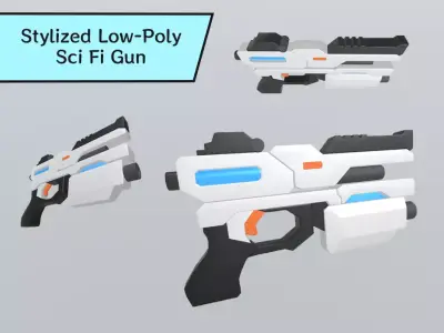 Stylized Low-Poly Sci-Fi Gun Low-poly 3D model