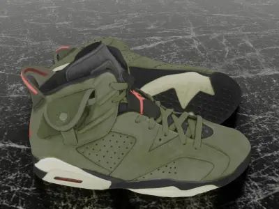 NIKE AIR JORDAN 6 GREEN 3D SHOES Low-poly 3D model