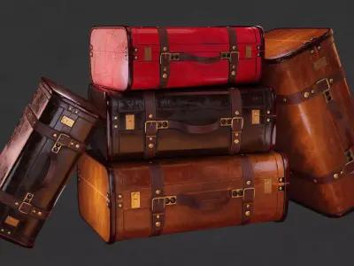 Vintiquewise Vintage Luggage Suitcase Low-poly 3D model