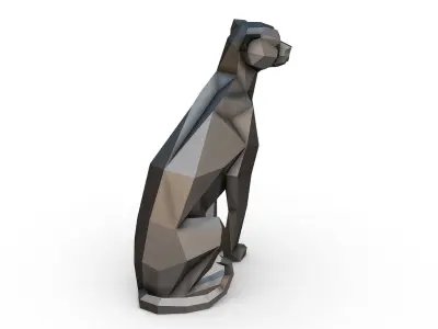 Cheetah low poly dog statue 3D print model