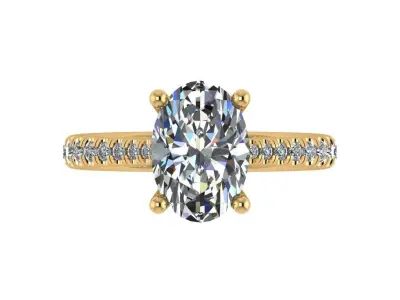 Oval solitaire diamond ring 3D print model