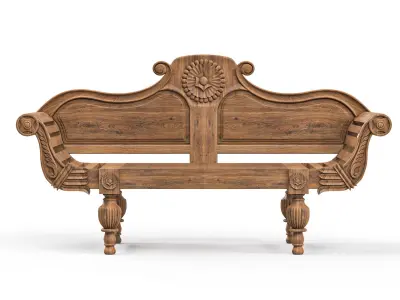 Wodden Bench Low-poly 3D model