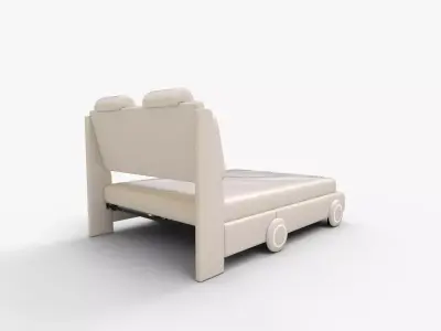 Keyluv Queen Led Car Bed Frame with Wheels Decor 3D model