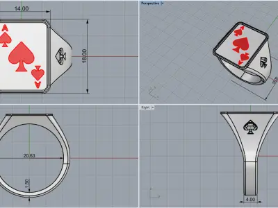spades enamel playing card ring model 796 3D print model
