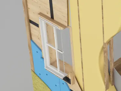 House Wall Cross Section Insulation 3D model