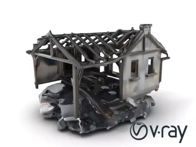Burned House Ruins Abandoned Structure model pack Low-poly 3D model