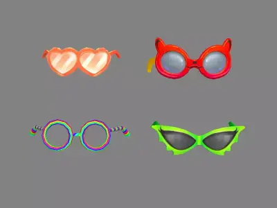 Cartoon glasses for ladies Low-poly 3D model