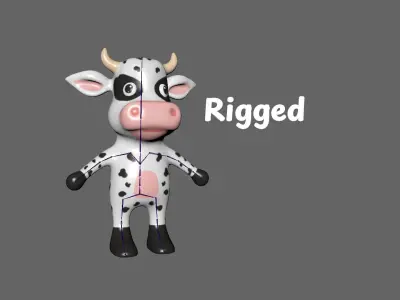 High-Quality 3D Cute Cow - Animated for Games Low-poly 3D model