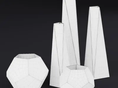 RH Brass Geometric Vase Collection 3D model
