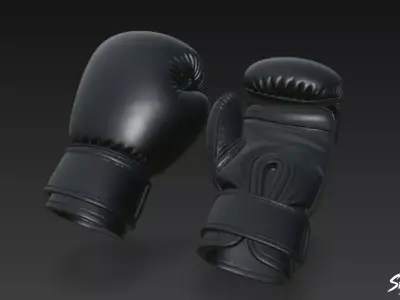Black Boxing Gloves Low-poly 3D model
