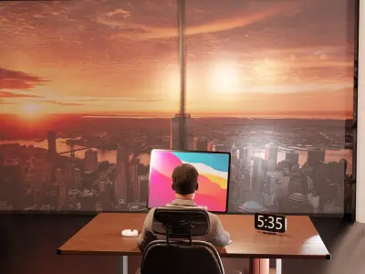 Luxury Office  LowPoly set game ready with rigged character  Low-poly 3D model