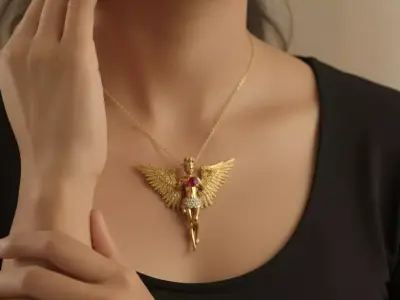 Angel Pendant Jewelry model - The Guardians Heart for Her 3D print model