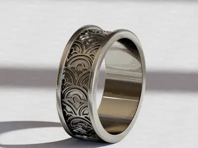  Japanese minimalist waves wedding Ring for engagement 3D print model