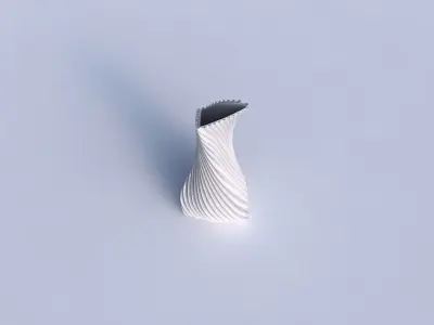 Vase twist puffy bent triangle with wavy extruded lines 3D print model